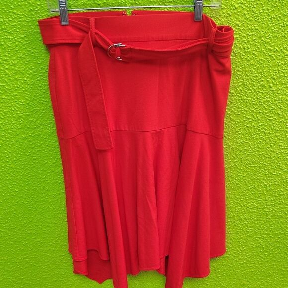 Ann Taylor Orange Midi Wrap Skirt with Tie Front - Picture 1 of 3